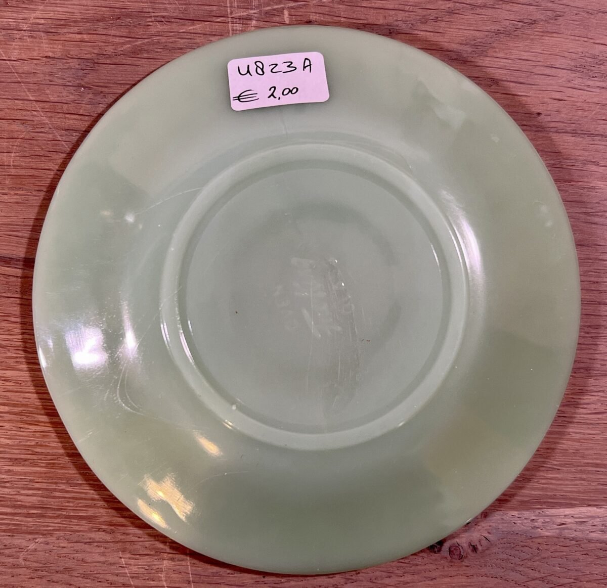 <p>Schotel - FIRE KING - jadeite / jade groen - Oven Glass - Jane Ray geribbeld</p> - Brocante