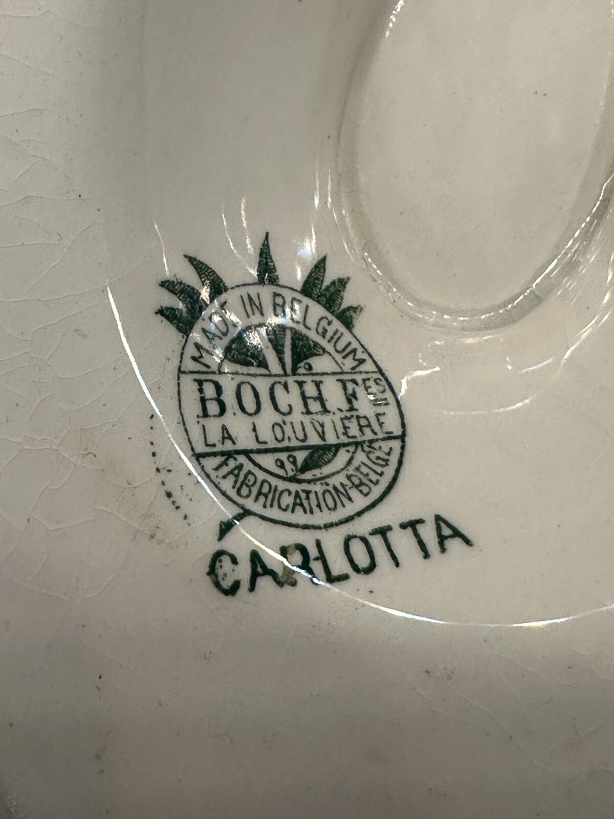 <p>Juskom / Sauskom - Boch - décor CARLOTTA in groen</p> - Boch