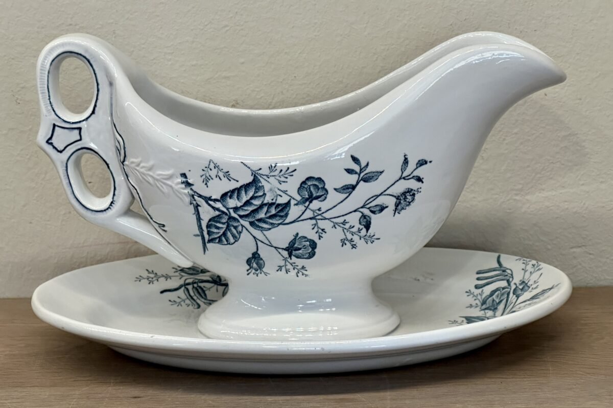 <p>Juskom / Sauskom - S&G in een blindmerk (S&G De Clairefontaine?) - décor in petrol met bloemen en katjes</p> - Overig Frankrijk