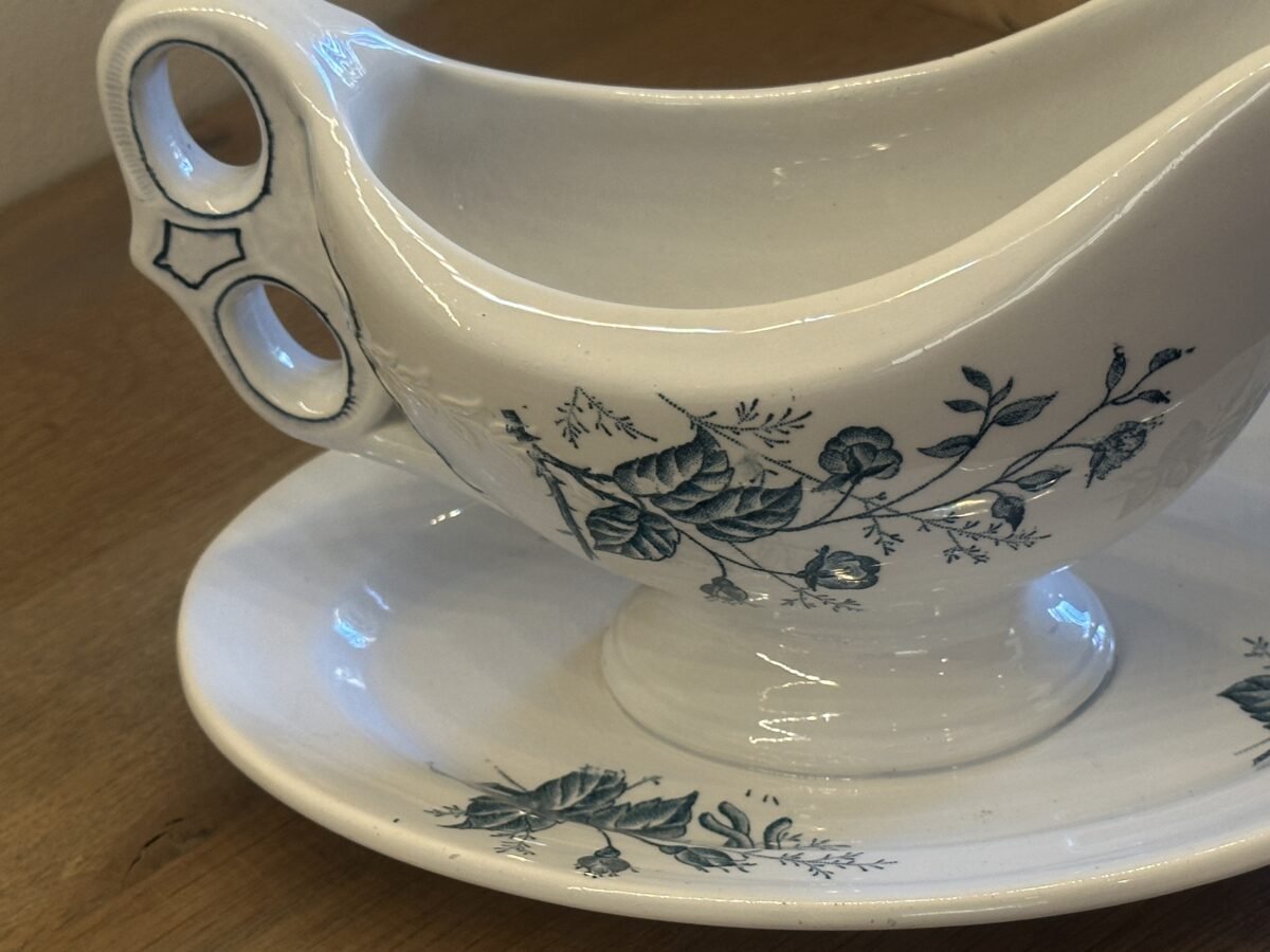 <p>Juskom / Sauskom - S&G in een blindmerk (S&G De Clairefontaine?) - décor in petrol met bloemen en katjes</p> - Overig Frankrijk