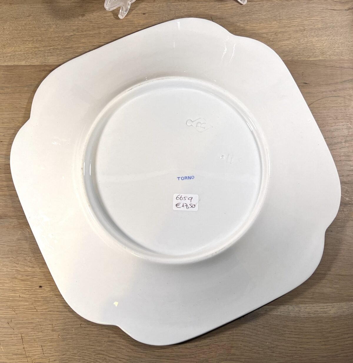 <p>Schaal / Bord - vierkant model voor onder een terrine - Petrus Regout - décor TORNO uitgevoerd in blauw</p> - Petrus Regout