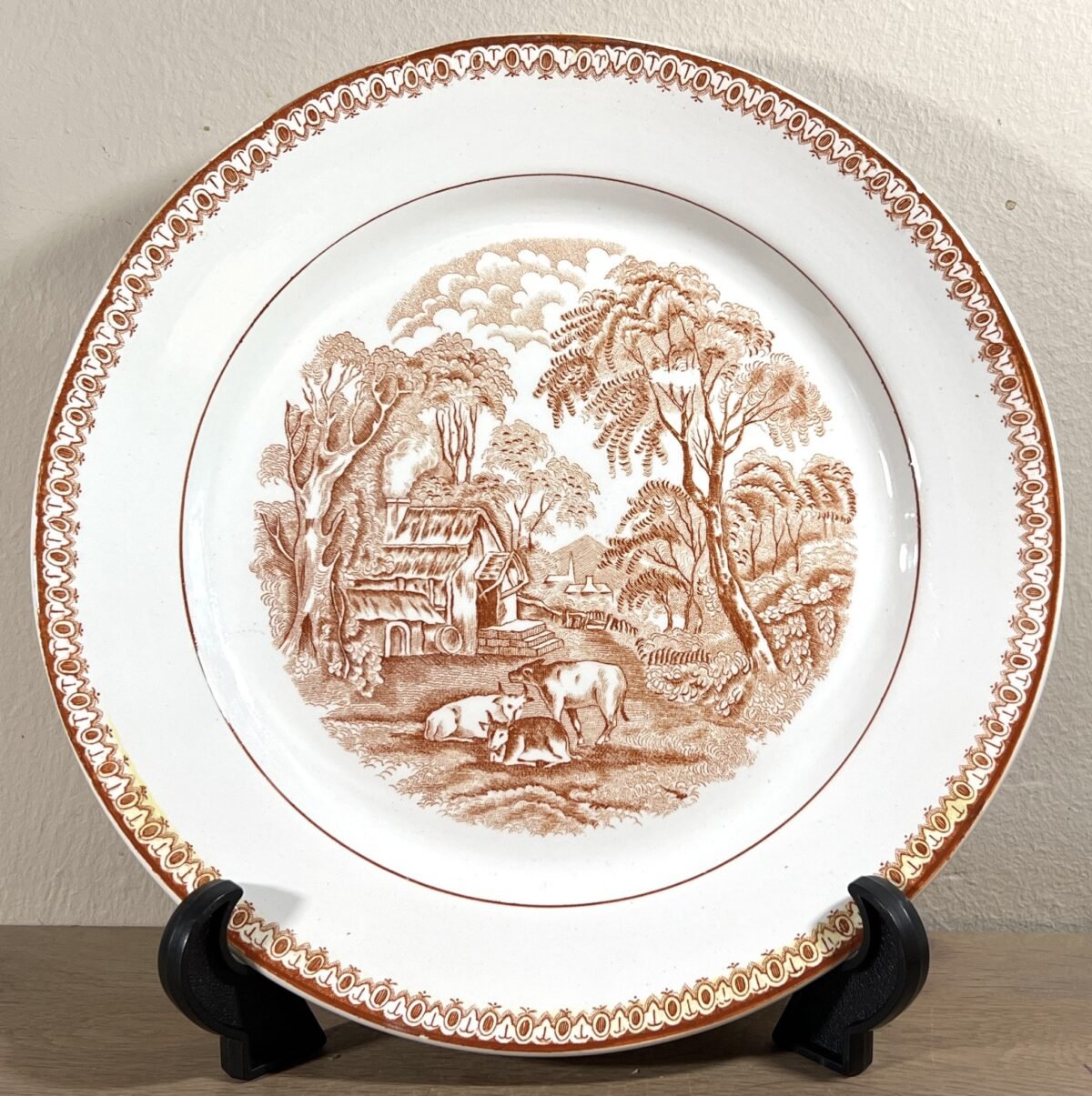 <p>Bord / Dinerbord / Sierbord - Nimy - décor in bruin</p> - Nimy