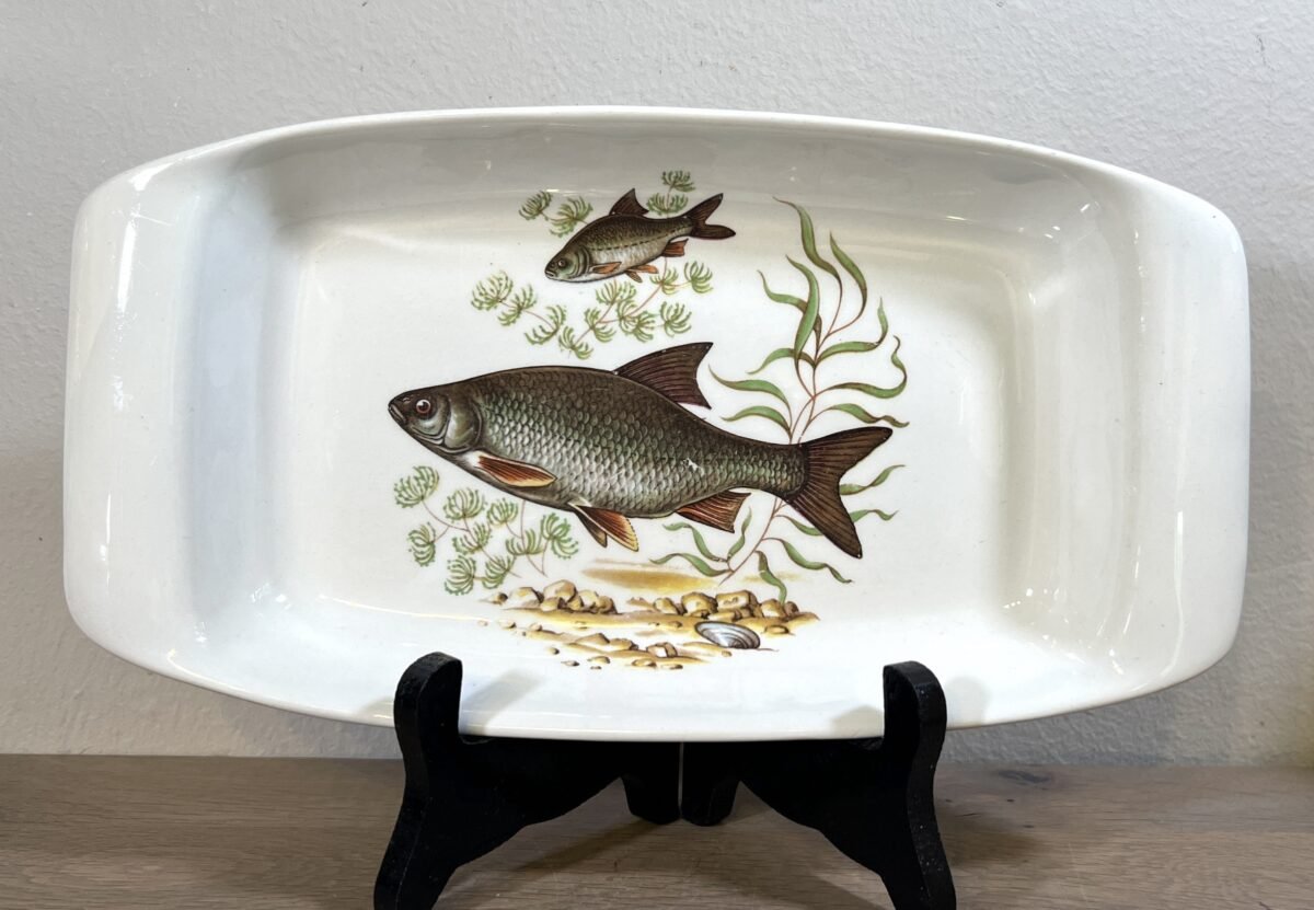 <p>Schaaltje / Ravier - Boch - décor POISSONS - vorm SEDUCTION (1956-1960) - décor met afbeelding van een vis(?)</p> - Boch