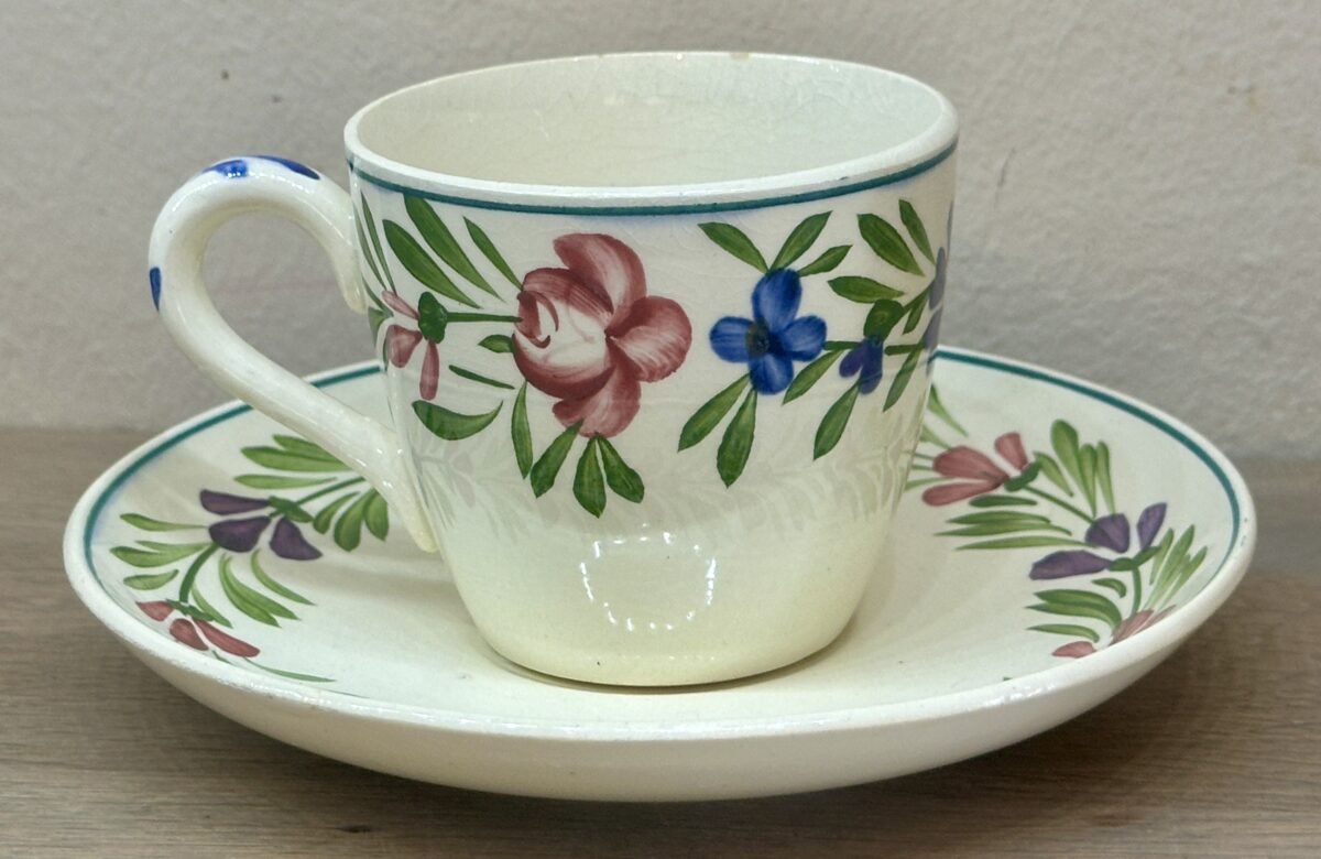 <p>Mokkakop / Espressokop met schotel - Sarreguemines - décor RUSTICANA</p> - Sarreguémines