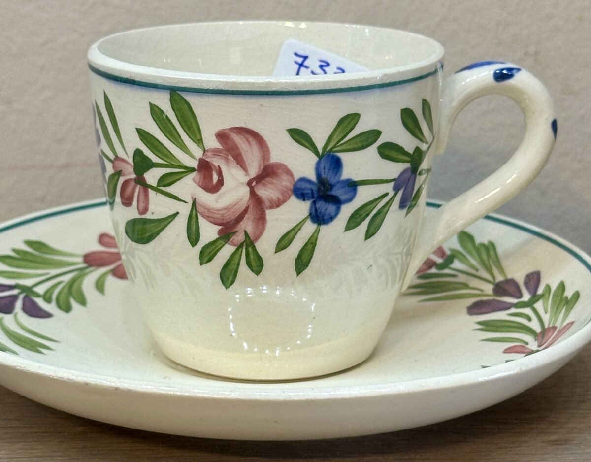 <p>Mokkakop / Espressokop met schotel - Sarreguemines - décor RUSTICANA</p> - Sarreguémines