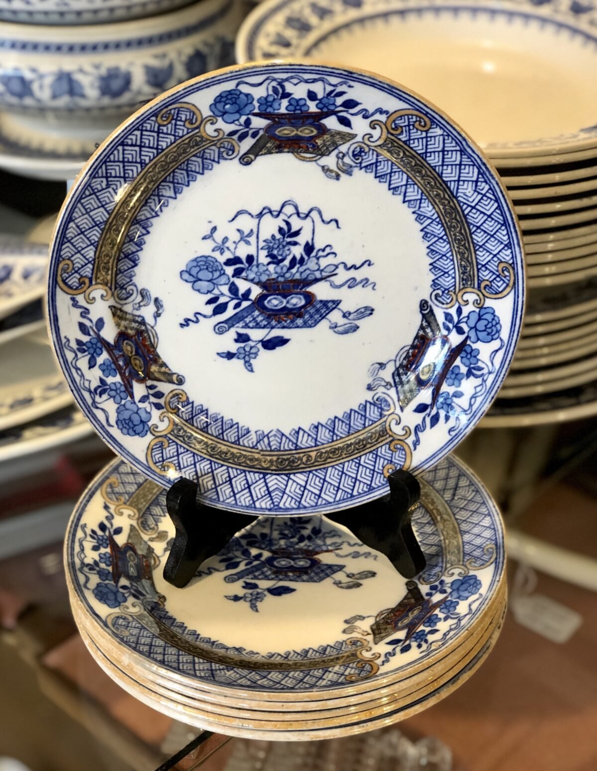 Ontbijtbordje - Société Céramique - décor SADO - blauw met luster - Sociéte Céramique