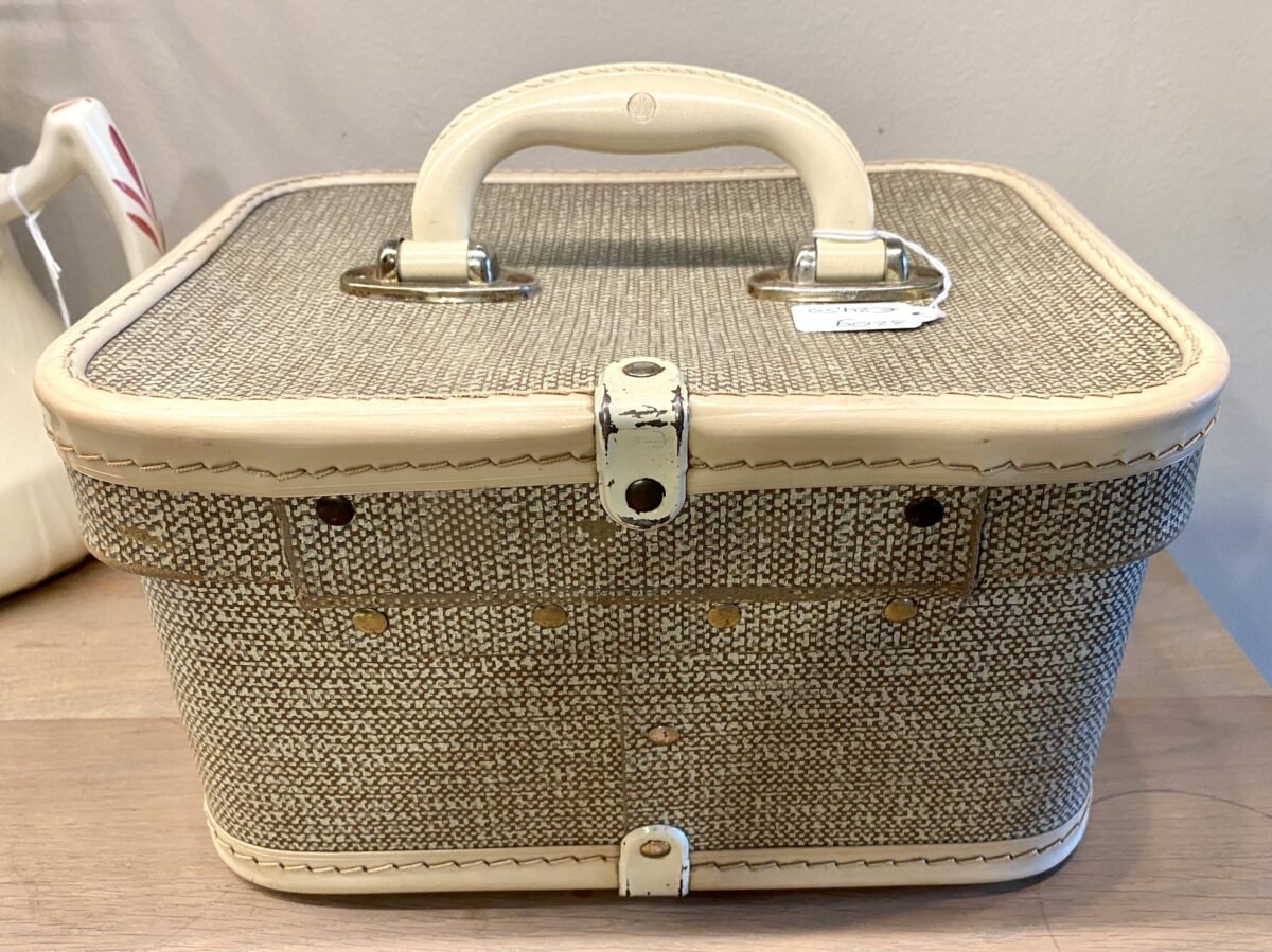 <p>Make-up koffer - beauty case - uit Engeland - merk Crown (?) - 50ies / 60ies</p> - Brocante