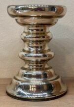 Kandelaar met brede kaarsrand- glas - armeluiszilver / boerenzilver / Argent Pauvre